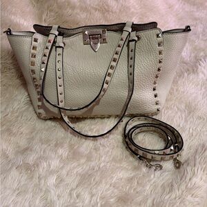 Valentino Garavani Ivory Studded Leather Crossbody Bag